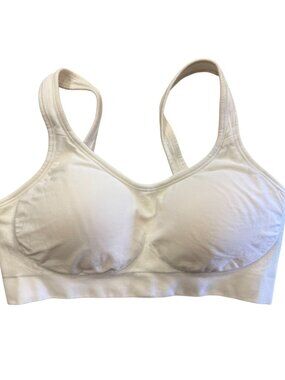 White Seamless Light Support Adjustable Sports Bra, Size Medium